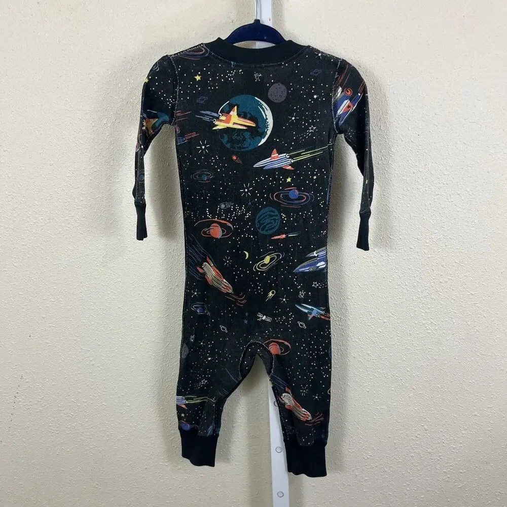 Hanna Andersson Retro Space Print One Piece Pajamas Baby 12-18M Organic Cotton